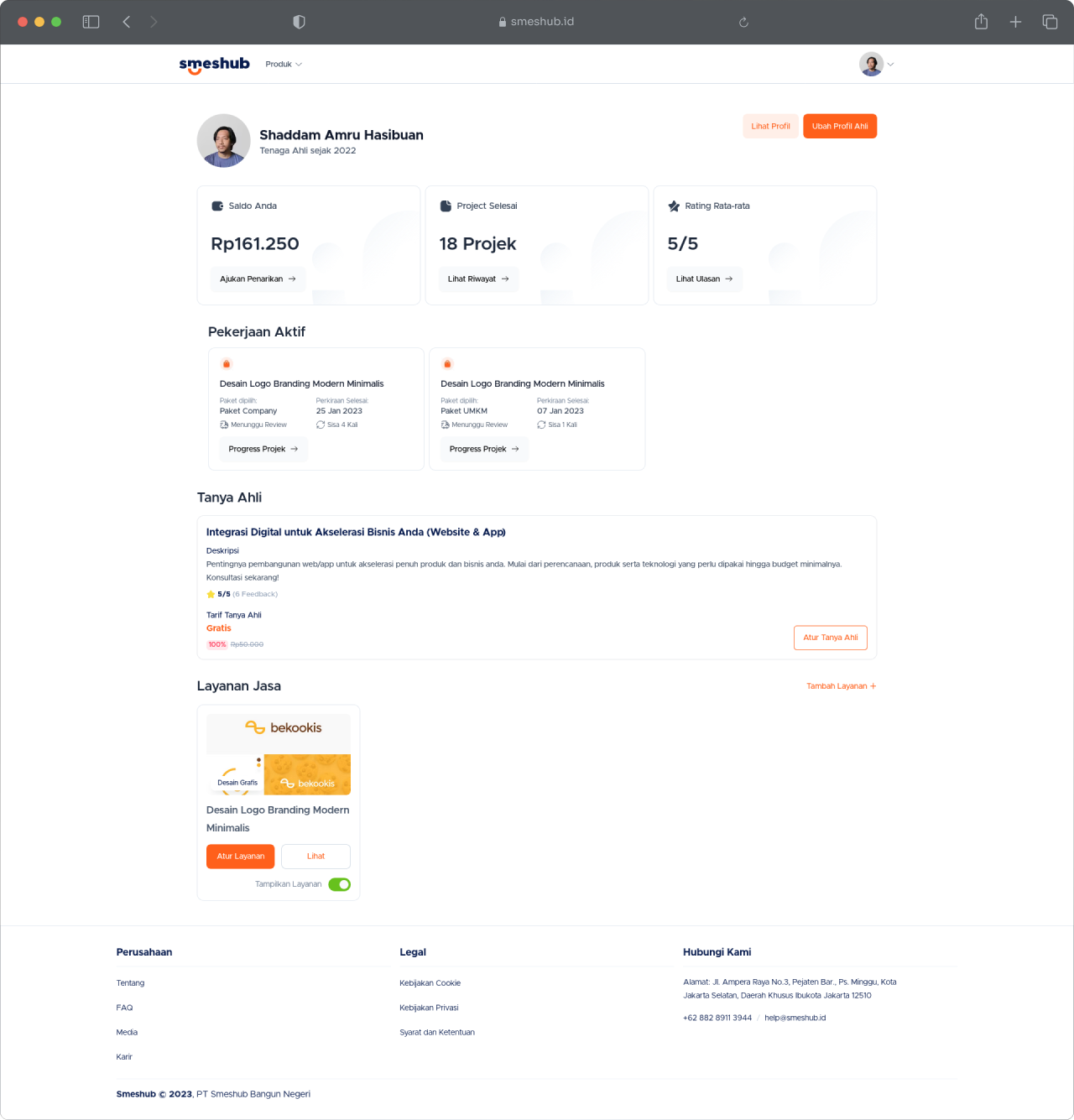 Smeshub Platform - Profile Dashboard